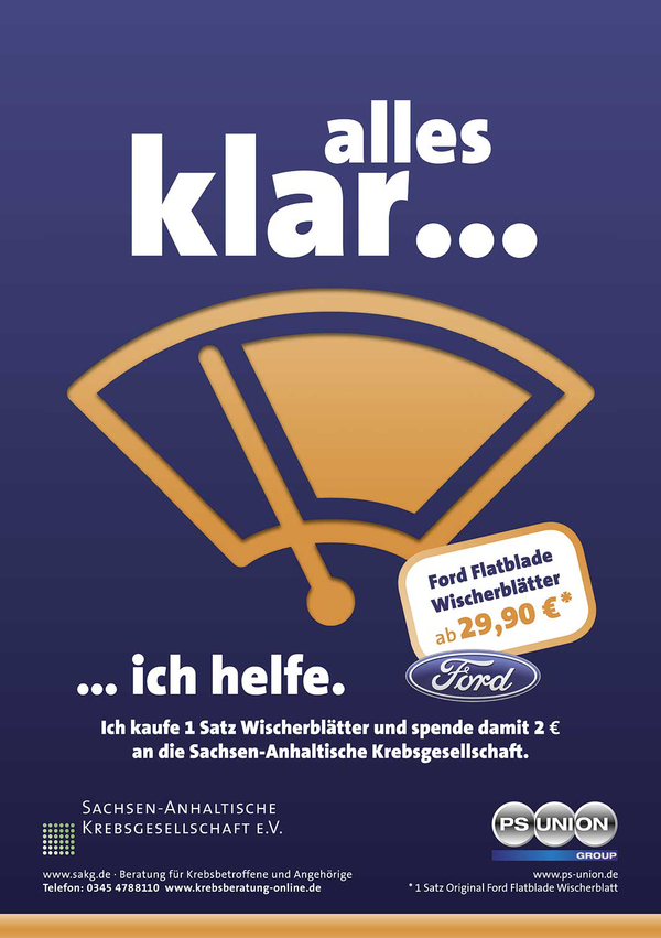 Plakat PS Union - Wischblätteraktion zugunsten der Krebsgesellschaft Sachsen-Anhalt