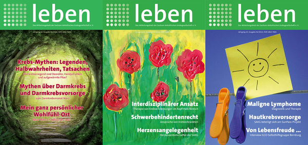 Foto: Drei Titelblätter der Zeitschrift "leben"